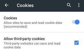 Android Cookie Settings